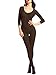 Amoretu Womens Lingerie Long Sleeves Body Stocking Tights Bodysuits (Black, One Size)