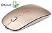 Tsmine Slim Rechargeable Bluetooth Mouse, Ultra-Slim Mice for Notebook, PC, Laptop, Computer,Windows/Android Tablet, iMac MacBook Air(Not for iPad and iPhone) - Gold