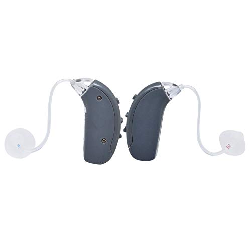 Easyuslife Ear Amplifiers Set Of 2 Hearing Amplifiers Dark Gray Devices With Digital Noise Cancellation , Discreet and Lightweight Ear Amplifying Machine With Volume and Frequency Control System