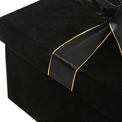 JOHOUSE Gift Box, 8 * 8.5 * 4.5inch Square Gift Box Luxurious Gift Box Velvet Square Gift Box Black with Lid for Christmas Box and Halloween Weddings Gift Box