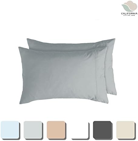 California Cotton Club 600 Thread Count Pillowcases, Set of 2 Qty's, 100% Long-Staple Cotton, Marrow-Stitch Hem, Soft Sateen Weave Luxury Pillowcases (Cool Silver, 2 King Pillowcases)