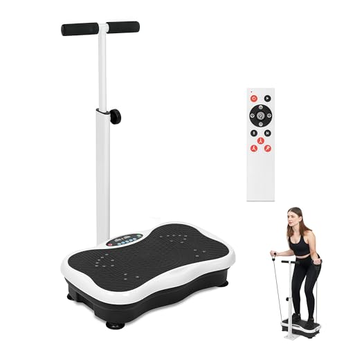 Vibration Plate Exercise Machine, with Bluetooth Speaker, Resistance Bands and Remote, Power Platform for Lymphatic Drainage, Full Body Workout Home Fitness Equipment