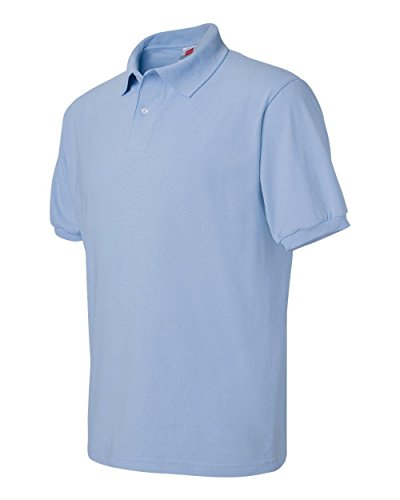 Hanes ComfortBlend EcoSmart Jersey Knit Polo Shirt, Light Blue, XXX-Large