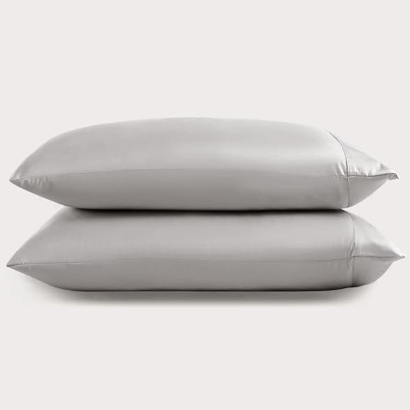 Luff Bamboo Silk Pillowcases - Organic, Hypoallergenic, Cooling, and Eco-Friendly - Ultra Soft for Beauty Sleep, Healthy Hair & Glowing Skin - Light Grey (Pack of 2)