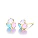 30 Pairs Gold Plated Stainless Steel Post Small Cute Multiple Animal Flower Faux Pearl CZ Stud Earrings Set for Girls Kids New Year Christmas Gift