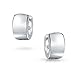 Simple Basic Wide Kpop Huggie Hoop Earrings For Women For Men .925 Sterling Silver Polished Flat Hinge