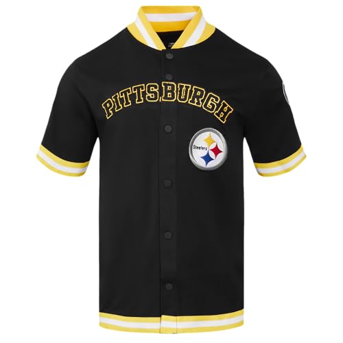 Pro Standard Mens NFL Pittsburgh Steelers Classic Chenille Button Down Black/Yellow L