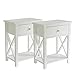 MAGIC UNION X-Design Side End Table Night Stand Storage Shelf with Bin Drawer… (2 pcs)
