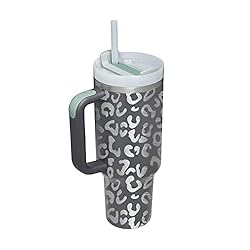 YOUEXPERT 40 oz Leopard Tumbler with Handle and