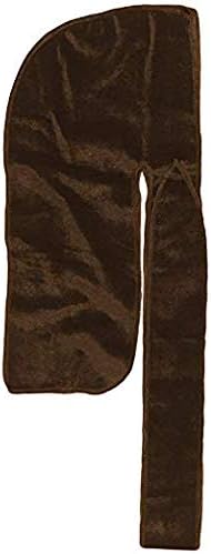 The Mane Velvet Durag XL Straps for 360 Waves Men Durag All Colors (Dark Brown Toasted Almond)
