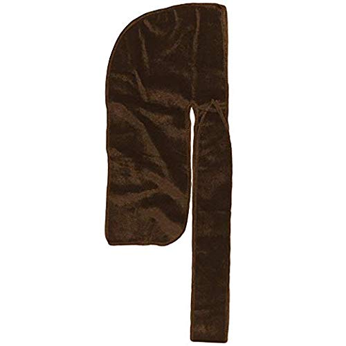 The Mane Velvet Durag XL Straps for 360 Waves Men Durag All Colors (Dark Brown Toasted Almond)
