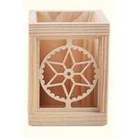 Lucky SLD Pen Pencil Holder Wood Mesh Design for Desk, Office, and Home (4.3x3.1 in)