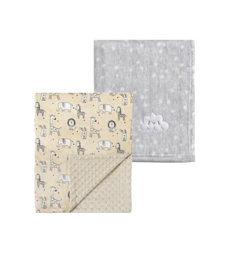 CREVENT Baby Blanket Grey Cloud Minky Zoo