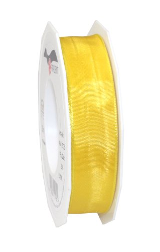 PRAESENT - Lyon Wired Taffeta Ribbon Yellow 25 mm width, 25 m length