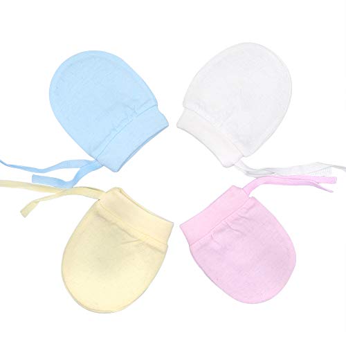 Ehdching Pack of 4 Unisex Mesh Thin Cotton No Scratch Mittens Gloves for 0-12 Months Newborn Infant Baby Boys Girls - Thumbnail 2