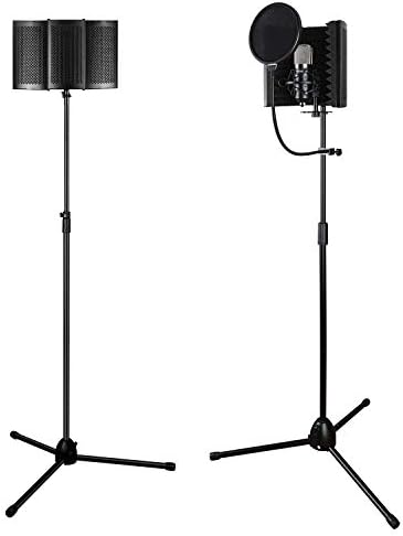 Foldable microphone isolation shield with a black frame.