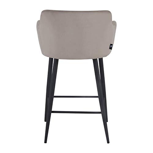 Damiware Rose Barhocker Hochwertiger Barstuhl für Hausbar mit Samt Stoffbezug | (Samt Taupe, 65 cm) – Bild 7