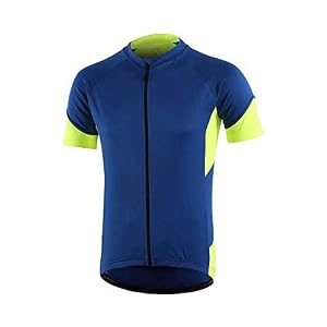 Dooy Men’s Cycling Bike Jersey, Short Sleeve MTB Shirts with 3 Rear Pockets-Breathable,Smooth Zipper Biking Shirt