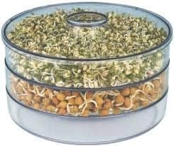 HomEasy Plastic Hygienic Sprout Maker Box with 3 Container Organic Home Making Fresh (Assorted)