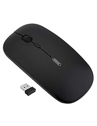 inphic mouse inalámbrico recargable, silencioso, mini mouse óptico ultrafino 1600 DPI para notebook, PC, laptop, computadora, MacBook (plateado), M talla