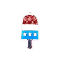 Pendant Necklace - 64 32mm 10pcs Lot Fashion America Flag Red White Blue Ice Cream Rhinestone Charm Jewelry Pendant - Women Tribal Large Black Flowers Piece Oval Anchor Silver Tray Engraved Jade