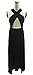 Velius Women Sexy Hollow Out Halter Wrap Sleeveless Plain Pleated Slit Casual Long Maxi Dress (Medium, Black)