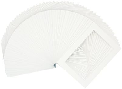Mat Board Center, Pack of 50, 5x7 White Picture Mats with White Core for 4x6 Pictures by Mat Board Center