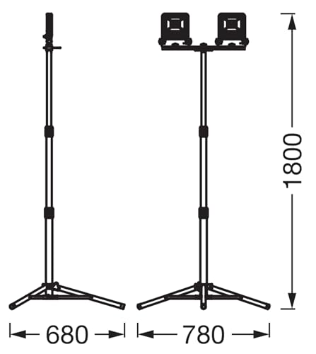 OSRAM LED Work Light Tripod, 2x50W, 9000lm, 4000K Cool White, Height Adjustable up to 1.8m, IP65