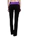 HDE Women's Color Block Fold Over Waist Yoga Pants Flare Leg Workout Leggings,Black & Purple,Medium