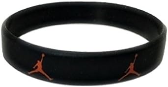 Jordan Slim Thin 1cm/0.4 inches Width Wristband Small Sport Silicone Bracelet Michael (BLACK/RED)