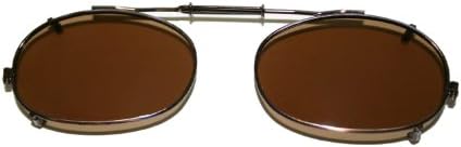 Oval Brown Lens Polarized Clip-on Sunglasses, Easy Driving, Fishing and Boating