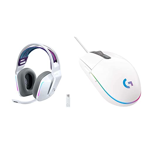 Logitech G733 Lightspeed Wireless Gaming Headset White & G203 Wired