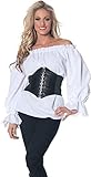 Shaper Corset White Chemise Shirt Top Medieval Peasant Blouse SC88523A,White,X-Large