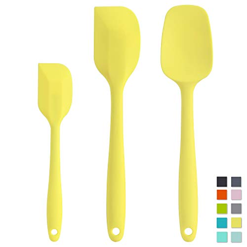Cooptop Silicone Spatula Set - Rubber Spatula - Heat Resistant Baking Spoon & Spatulas - Pro Grade Non-stick Silicone with Steel Core (Macaron Yellow) - Thumbnail 2