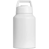 HydroJug Sport - Stainless Steel Tumbler with Straw, Vacuum Insulated, 64oz Leakproof Water Bottle, Ergonomic Design, Reusable, Dishwasher Safe, Rubber Base, Durable for Gym or Outdoors, White