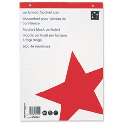 5 Star Office Flipchart Paper Pad A1 Recycled Perforated 40 Sheets White (Pack of 5)