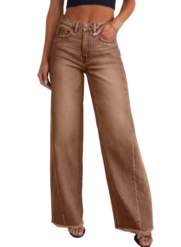 Sidefeel Women Wide Leg Jeans Brown