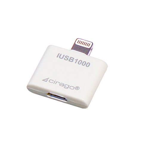 Cirago Apple MFi Certified Lightning to Micro USB Adapter - Frustration-Free Packaging - White