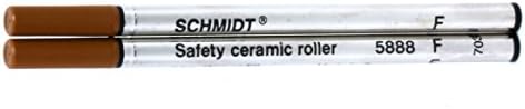 2x Black Schmidt Rollerball Refills, German-Made 5888 Non-Dry Safety Ceramic Refills for Rollerball Pens (Fine Point)