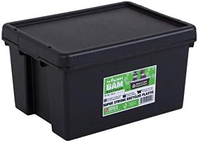 Wham Bam 16L Black Recycled Storage Box with Lid Strong Reusable Impact