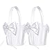 ATAILOVE 2 Pcs Flower Girl Basket Set- Cute Cherish Wedding Flower Baskets - White