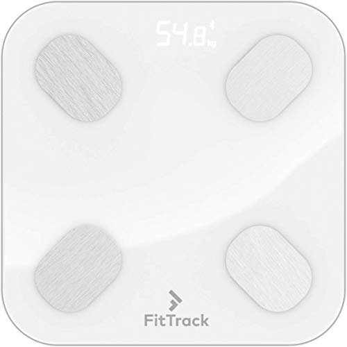 FitTrack Dara Smart BMI Digital Scale - Measure Weight and Body Fat - Most Accurate Bluetooth Glass Bathroom Scale