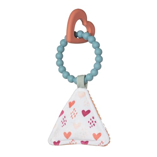 Mary Meyer Baby Teether Toy Simply Silicone Teething Ring with Soft Squeaker, 9-Inches, Heart