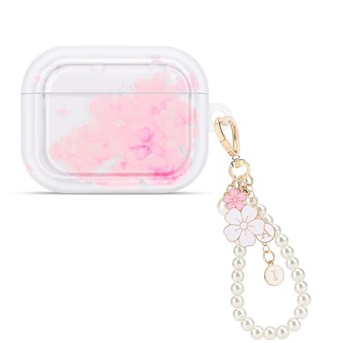 CameCosy Transparent Cover Compatible for AirPods Pro 3 Generation 2025 with Flower Pendant, Soft TPU Case with Pink Cherry Blossom Pattern for Women Girl, Protective Case in Shockproof Anti-scratches at Amazon