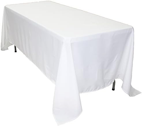 KAITATSU SEN Rectangular Polyester Fabric Tablecloth, White, 70x120-inch
