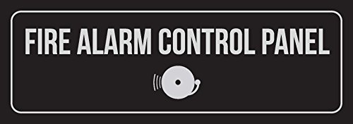 New Great Black Background with Silver Font Fire Alarm Control Panel Wall Sign 3x9 Inch for Outdoor & Indoor 4 Pack