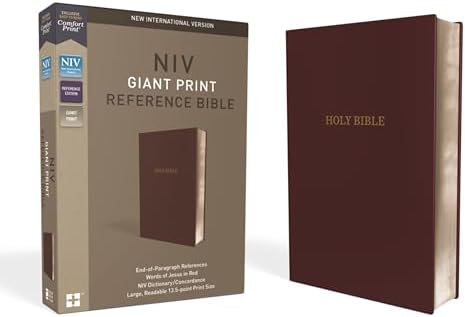 NIV, Reference Bible, Giant Print, Leathersoft, Brown, Red Letter