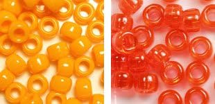 Orange Opaque &amp; Transparent Plastic Pony Beads Kit, 6 x 9mm beads, 2 Color Set, 1000 beads