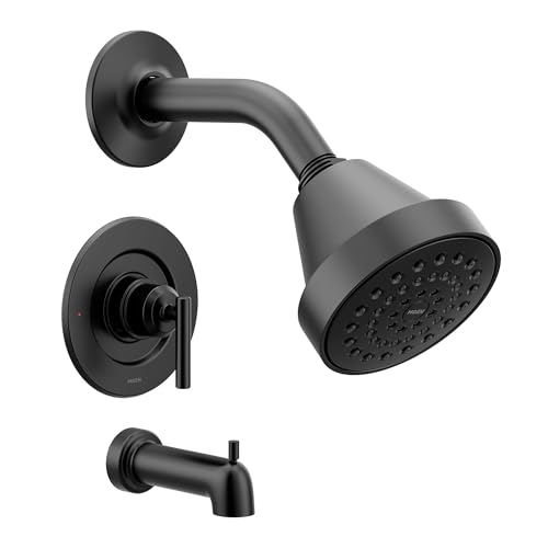 Moen Gibson T2903EPBL Duschkopf, Duschgriff und Wannenauslauf mit Druckausgleich, Eco-Performance, Posi-Temp-Ventil erforderlich, Mattschwarz