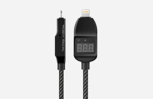 Kingsida Smart 1.2M Voltage Current LED Display Micro USB Sync Date Multi -functional Charging Cable for ios iDevices with Lightning Conector . (For ios)